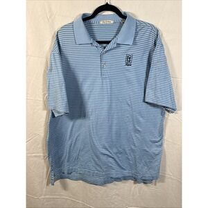 Peter Millar‎ Men's TPC Sawgrass Polo Shirt Size XL Blue Striped Golf Casual EUC